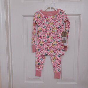 NWT 2pc Honest Baby Pink Floral Long Sleeve Top Pants Pajamas sz 2t